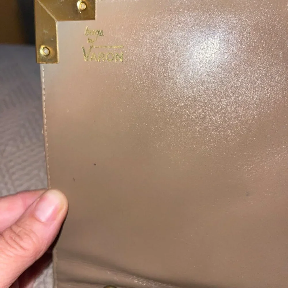Bags By Varon Vintage Womens Clutch Shoulder Tan Leather Reptile Skin Purse